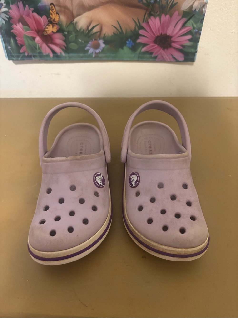 CROCS Kids Lavender Slip-On Clogs with Purple Trim - Picture 5 of 10